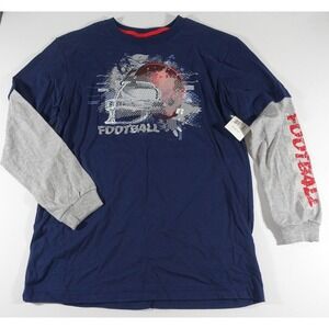 Russell Athletic Boys Shirt XL 18/20 Football Theme Layered Look NWT